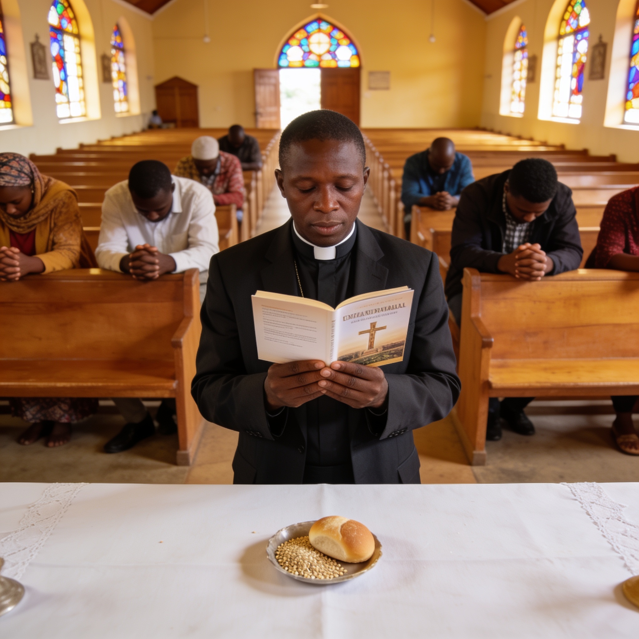Create an editorial news illustration for an article about 'Catholic Daily Liturgical Guide for Saturday 5 September 2026: Humility, Hunger and the Lord of the Sabbath'. The specific country is Zimbabwe (ZW); make visual cues accurate to this exact c