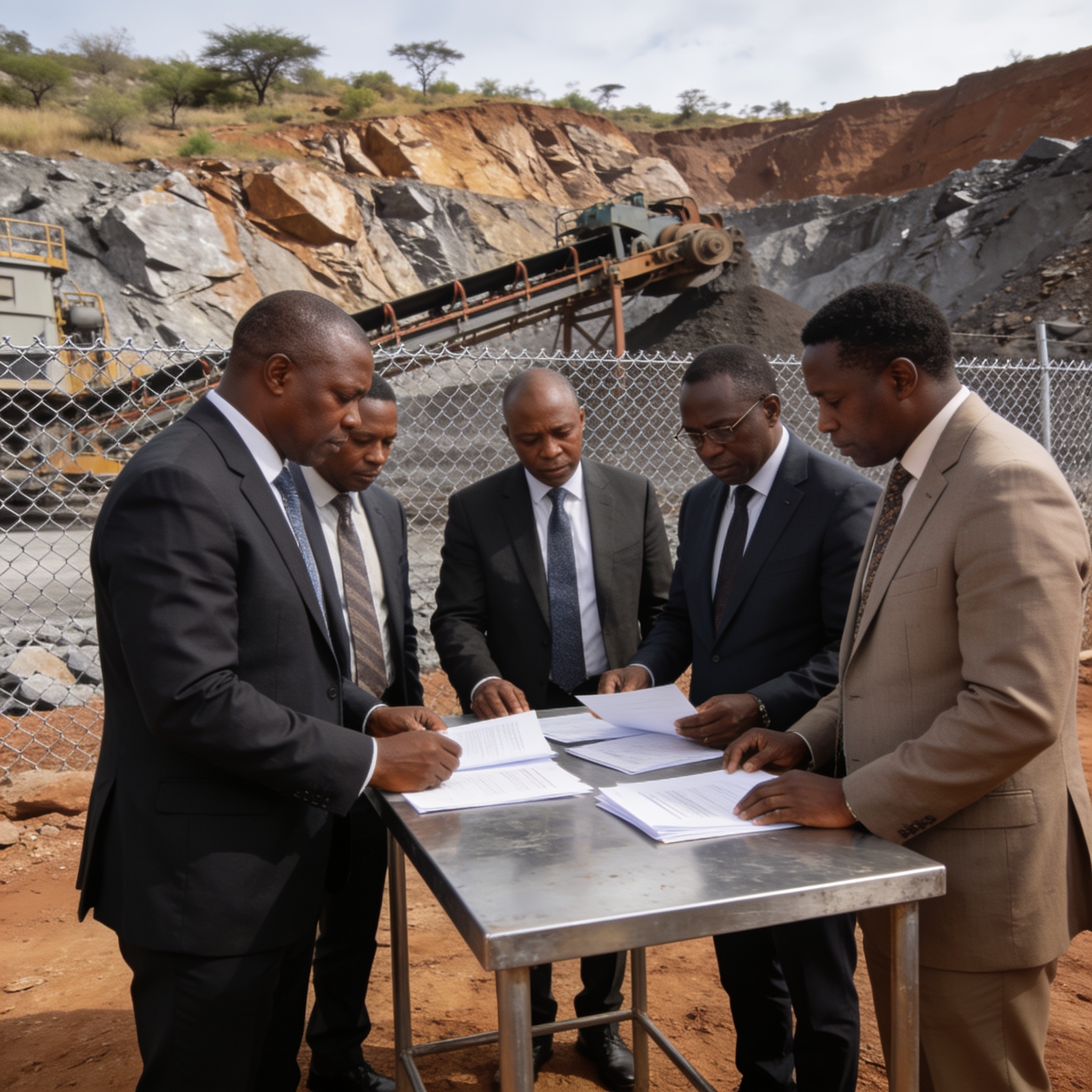 Create an editorial news illustration for an article about 'Kitsiyatota Mining Dispute Raises Fresh Governance Questions Over Mutapa Fund'. The specific country is Zimbabwe (ZW); make visual cues accurate to this exact country and avoid flags or symb